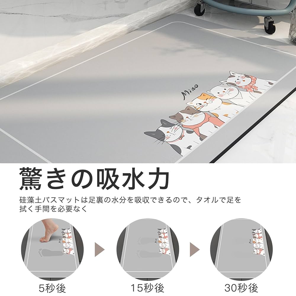 Amazon | 【2024最新】ddLUCK 珪藻土 バスマット 足拭きマット